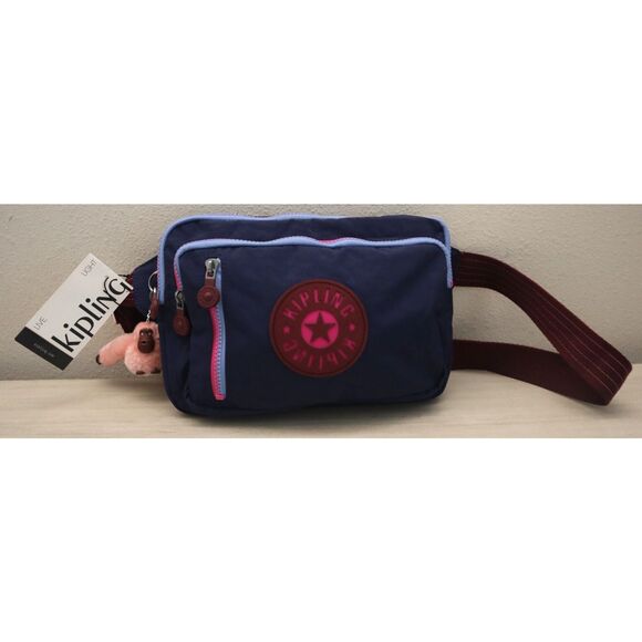 Kipling KIA2H4-4IJ Women's Navy Blue/Maroon Tarry Waist Belt Bag - Picture 1 of 12